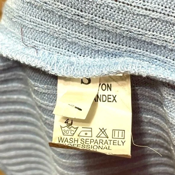 Shein Baby Blue Ribbed 3 Button Halter Top - Picture 2 of 6